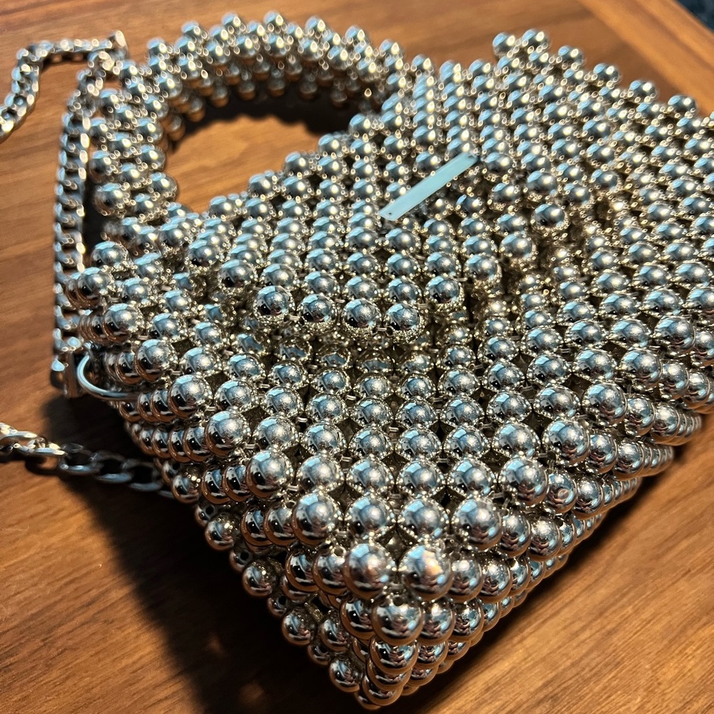 Silver Hand Beaded Purse - Picture 4 of 5